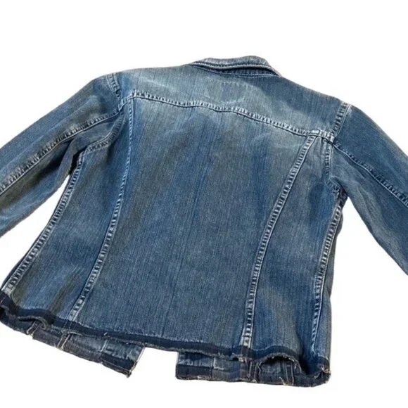 Sisley Women Denim Jean Distressed Jacket from Italy Size XS Sku 1087 - Picture 2 of 8